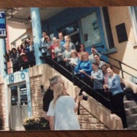 Oulainen Choir of Finland, on front steps of Labour Temple above Hoito Restaurant, 2010