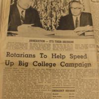 Rotarians To Help Speed Up Big College Campaign. Daily Packet and Times, August 10, 1966.